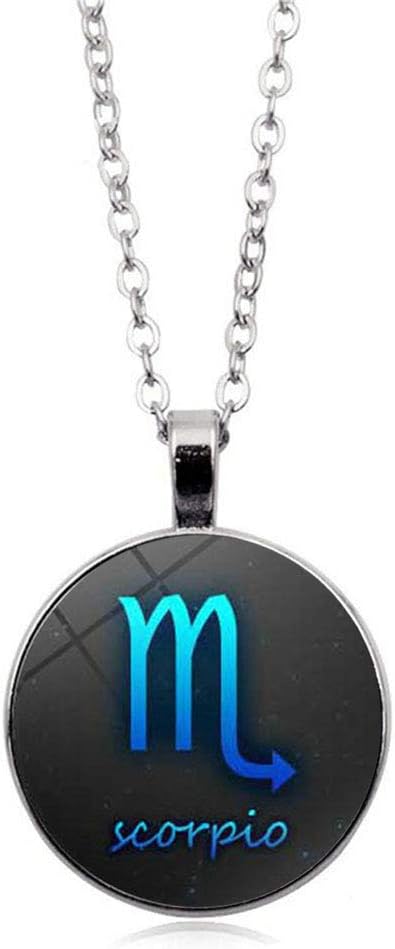 Twelve Zodiac Constellation Necklace Pendant Vintage Luminous Glowing Time Gemstone Sweater Chain Zodiac Necklace for Women Girls Fashion Jewelry