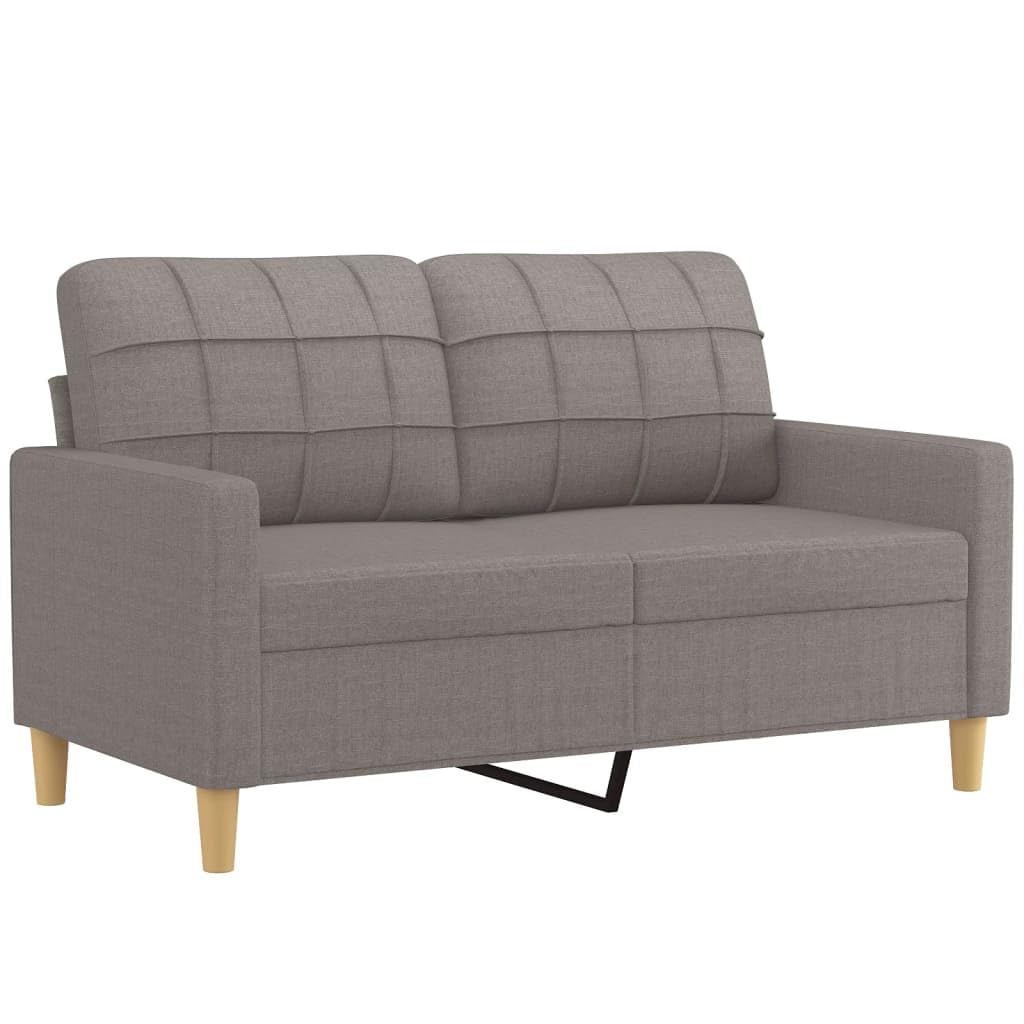 3-częściowy komplet mebli w kolorze szarobrązowym (taupe), 2 x 2-osobowa sofa i podnóżek, wytrzymała rama ze sklejki, wygodna tapicerka, nowoczesny zestaw mebli do salonu