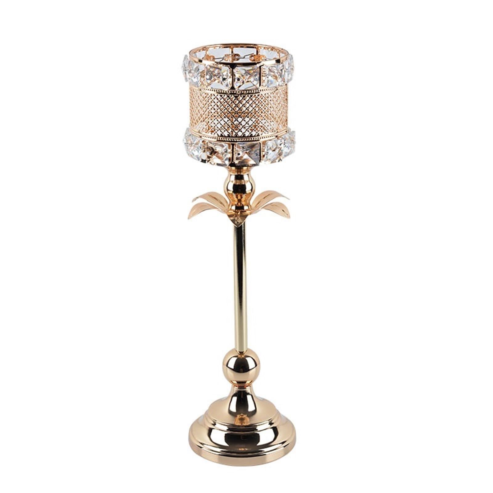 Classic Metal Candle Holders Vintage Golden Candlestick Home Decoration For Wedding Candelabra Crystal Holder(L)
