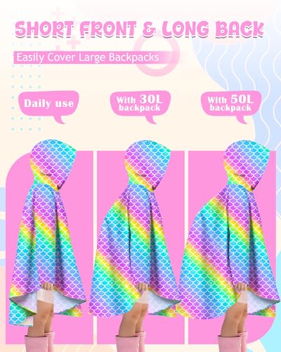 Image of OlyPegic Kids Rain Poncho with Hooded Reusable Waterproof Lightweight Ponchos Kids Boy Girl Raincoat Outwear