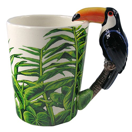 PuckatorSMUG44 Mug with Toucan Motif, 13.5 x 8.5 x 11 cm, Ceramic, Multi, Height Width 12cm Depth 8cm