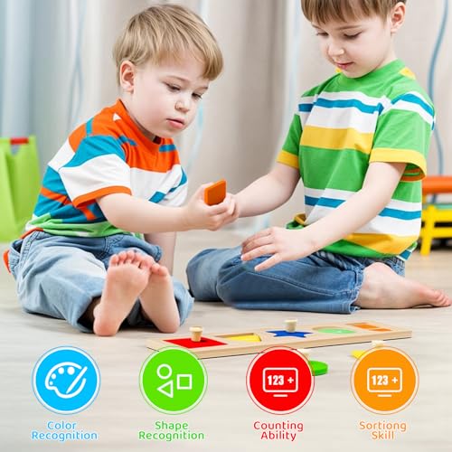 Image of First Jumbo Knob Wooden Shape Puzzle for Toddlers 1-3,Montessori Toddler Puzzle Toys for1-2 Year Old,Preschool Learning Peg Puzzles Toys for Baby Kids