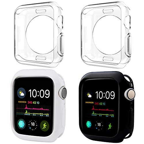 [4 Pack] Hankn for Apple Watch Case 38mm 40mm 42mm 44mm, Soft TPU