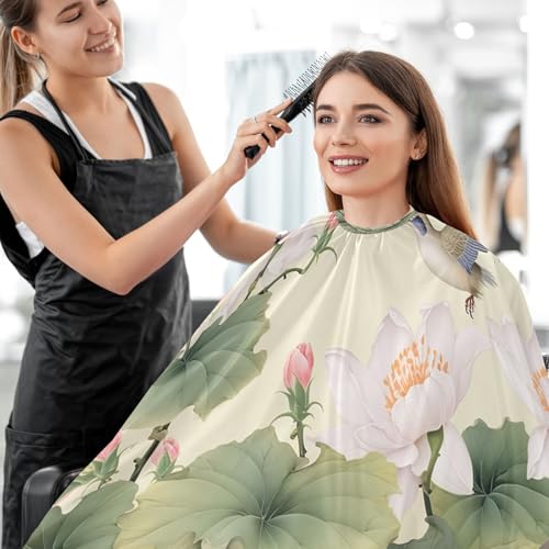 Capa profesional impermeable para corte de pelo Beautiful Lotus con cierre ajustable de broches para peluquería miniatura 7