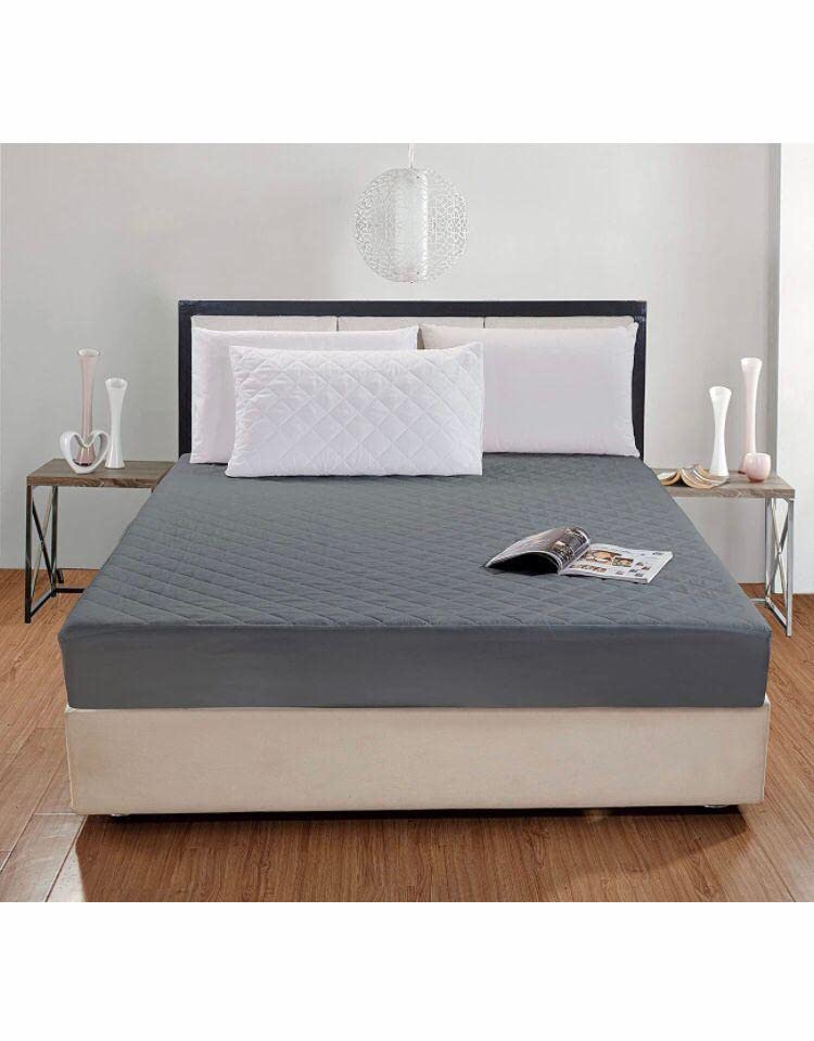 Waterproof Dustproof Cotton Fitted Mattress Protector Cover (72x48, Gray)-image-49