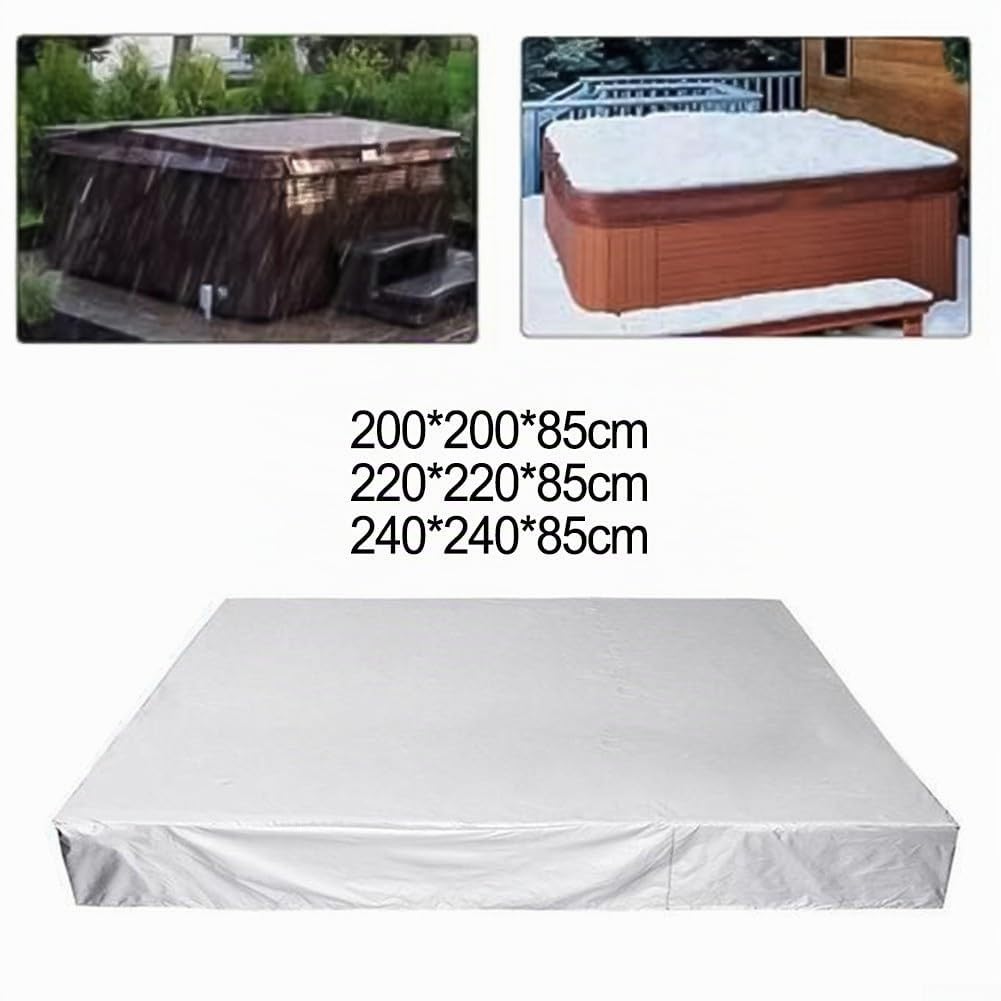 Grande housse de protection carrée en tissu Oxford 210D imperméable à isolation thermique pour spa (200 x 200 x 85 cm)