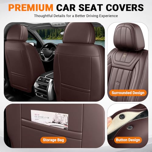 Image of Car Seat Cover for Chevrolet Trax Seat Covers 2015-2025, Nappa Leather Waterproof Seat Covers for Cars, Airbag Compatible, Automotive Car Seat Covers Full Set(5 Seats /Coffee)