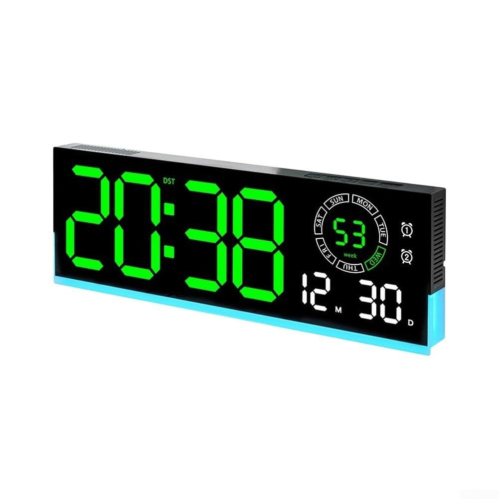 Horloge murale numérique LED avec affichage de la date, température et compte à rebours
