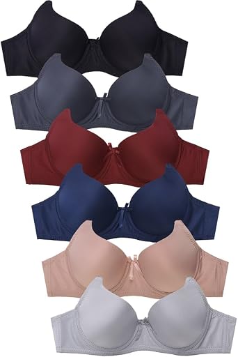 Mamia Womens Basic Lace/Plain Lace Bras Pack of 6- Various Styles Catalina, 34D