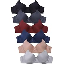 Mamia Womens Basic Lace/Plain Lace Bras Pack of 6- Various Styles Catalina, 38D