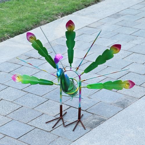 SMQLJXC Outdoor Bottle Tree with Peacock Metal Stake for Outdoor Colorful Garden Decorative Bottle Holder & Outdoor