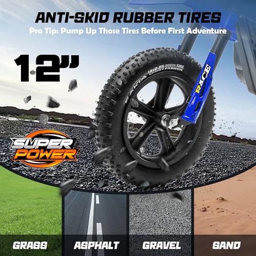 Image of 24V 250W Kids Electric Dirt Bike Up to 11 MPH with Cover, Blue | Custom Number Sticker, Twist Grip Throttle, Drum Brake, Metal Suspension, 12'' Inflatable Tire, 120lbs Load, Music&Wireless