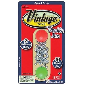 JA-RU Vintage Metal Jacks Game Set/Two Bouncy Balls.(1 Pack) Mini Jax Toy. Classic Family Retro Classics. Bulk Party Favors, Stocking Stuffers. 950-1B