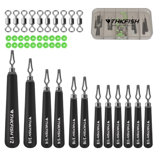 THKFISH 46Pcs Tungsten Drop Shot Weights Kit, Skinny Drop Shot Weights, Teardrop Drop Shot Weight with Fishing Beads and Swivel for Bass Fishing (Sliver, I-42Pcs-Weight)