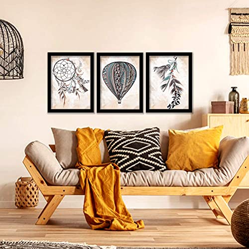 Image of kotart Wall Decor Framed Paintings for Living Room Office Bedroom Home Decor - Bohemian Art Wall Paintings with Frame Set of 3 (Art 1, 19x25 inch)