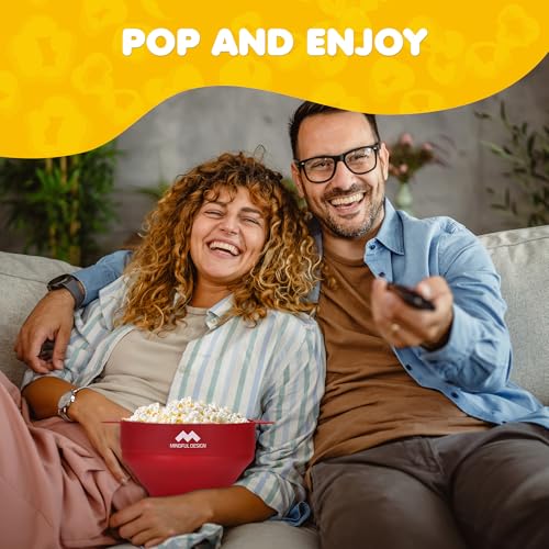 Image of The Original Mindful Design Microwave Popcorn Popper - Silicone Bowl, BPA-Free & Dishwasher Safe (Cherry Red)