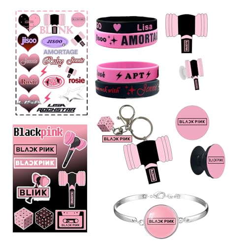 Set regalo Blackpink, Confezione regalo per fan dei Blink, Kpop Gadget Regali, Catola Bp, Confezione regalo Blackpink, Adesivi, portachiavi, supporto telefono martello, braccialetto in silicone Set regalo Blackpink, Confezione regalo per fan dei Blink, Kpop Gadget Regali, Catola Bp, Confezione regalo Blackpink, Adesivi, portachiavi, supporto telefono martello, braccialetto in silicone