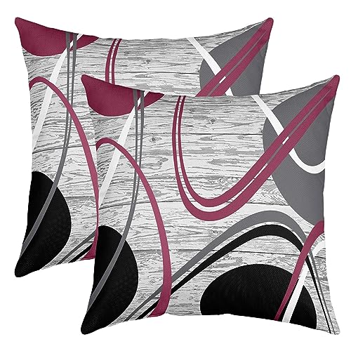 Homemissing Purple Black Grey Throw Pillow Covers 16x16 Inch Set of 2 Modern Wavy Circles Decorative Throw Pillowcases Modern Abstract Art Pillow Cases Cushion Covers Stripe Swirl Cushion Case