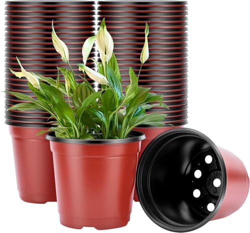 Zhiyu666 100 Pack 9cm Plants Nursery Pots Reusable Plastic Terracotta Bucket Herb Flower Pots Planter Seed Trays for Vegetables Flowers Herbs Cuttings Succulent