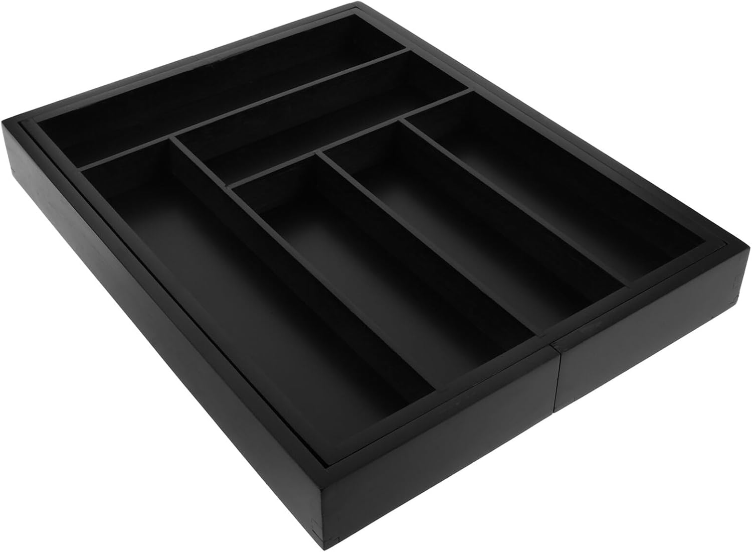 VANZACK Expandable Kitchen Drawer Organizer for Cutlery and Utensils, Black 8-compartment Tray with Dividers, Narrow Flatware Storage Bin for Home Kitchen Drawer Use