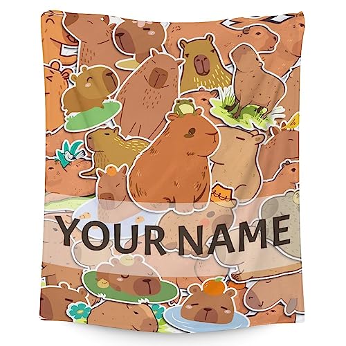 Personalized Blanket Gifts with Name - 30"x40" Cute Throw for Kids, Girls - Brown Soft Fuzzy Blankets for Couch & Office