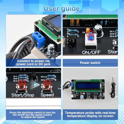 Controlador de ventilador PWM LCD con sensor térmico para regular velocidad 7