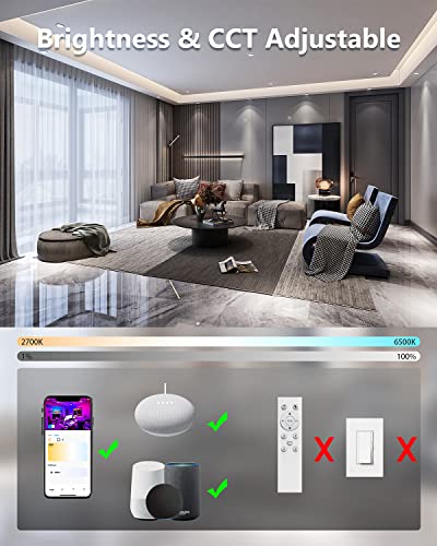 Teekuv Smart Recessed Lighting 6Inch, 12W Led Recessed Ceiling Lights App Control, Work With Alexa & Google Assistant, Rgbcw Color Changing Downlight With Junction Box, Sync To Music, 8 Pack #TOP2