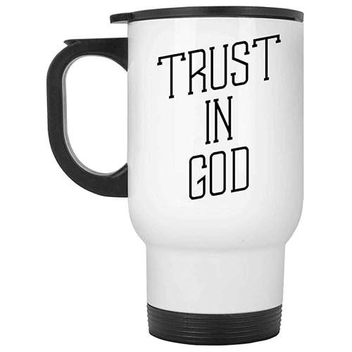 Inspirational Gift Faith-based Gift - Trust in God, Unique Bible Verse Devotional - 14 Oz White Stainless Steel Travel Mug