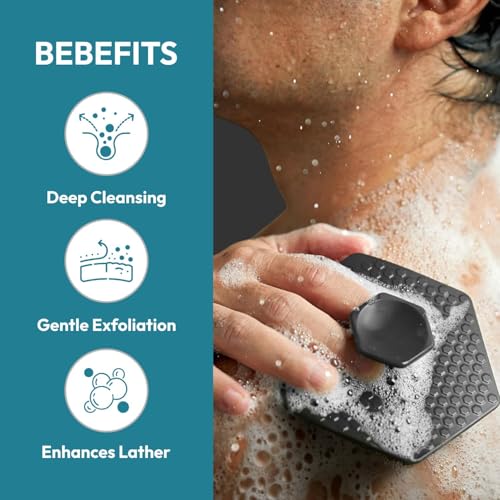 Image of MildCares Silicone Body Scrubber & Scalp Massager for Men & Women | Cleanses, Exfoliates & Removes Dead Skin | Super Soft Silicone Bristles for Both Body and Hair | Soft Bristles for Skin & Scalp Cleansing - Set of 2