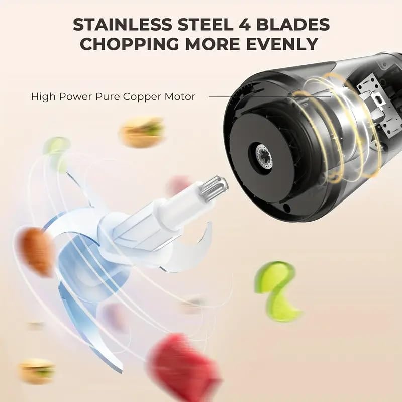 Miniatura 9 de Procesadores de alimentos con 2 cuencos, 4 cuchillas de dos niveles, mini picadora de 400 W, para alimentos para bebés, carne, verduras, 2