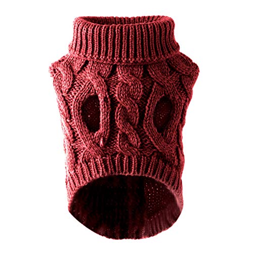 Petyoung Hundepullover Weste Warmer Mantel Haustier weiche Strickwolle Winter Pullover gestrickt Häkeln Mantel Kleidung für kleine mittlere Hunde (XL, Rot)