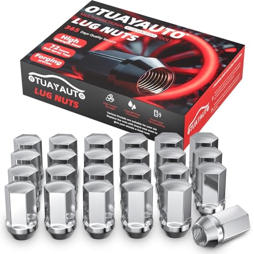 Image of OTUAYAUTO M14x1.5 OEM Lug Nuts - Replacement for 1999-2023 Silverado 1500, 2011-2023 Jeep Grand Cherokee, 2019-2023 Jeep Wrangler, 2012-2022 Ram 1500 2500,24PCS Chrome OEM Factory Style Lug Nut