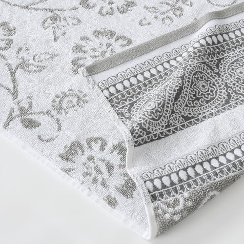 Modern Threads 6 Piece Set, 2 Bath Towels, 2 Hand Towels, 2 Washcloths Yarn Dyed Jacquard/Solid Towel Set Ophelia Stone - Cosy Home Interiors Modern Threads 6 Piece Set, 2 Bath Towels, 2 Hand Towels, 2 Washcloths Yarn Dyed Jacquard/Solid Towel Set Ophelia Stone - Image 2