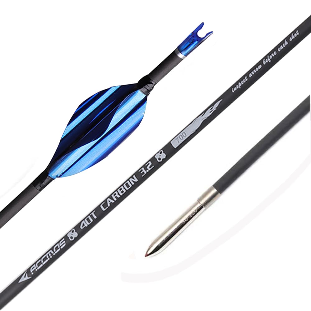 12 Pezzi Frecce con Piume a Spirale, Lunghezza Dell'asta 31 Pollici, ID 3,2 mm, Spine 750 (Blue)