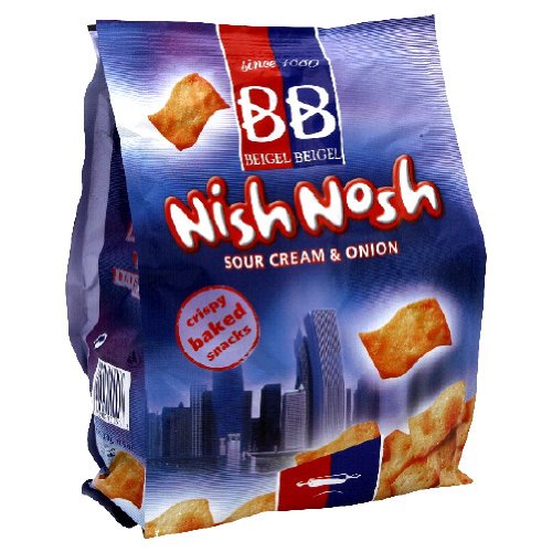 Beigel Beigel Sour Cream and Onion Nish Nosh, 5 Ounce - 12 per case.