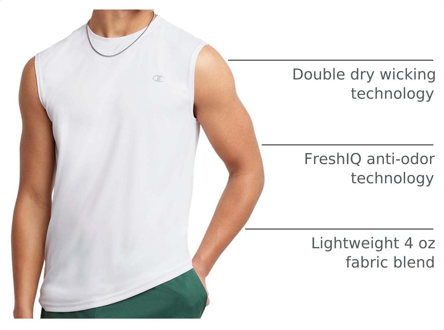 Champion Men's Sleeveless T-shirt, Sport Tank, Muscle T-shirt for Men (Reg. Or Big & Tall)