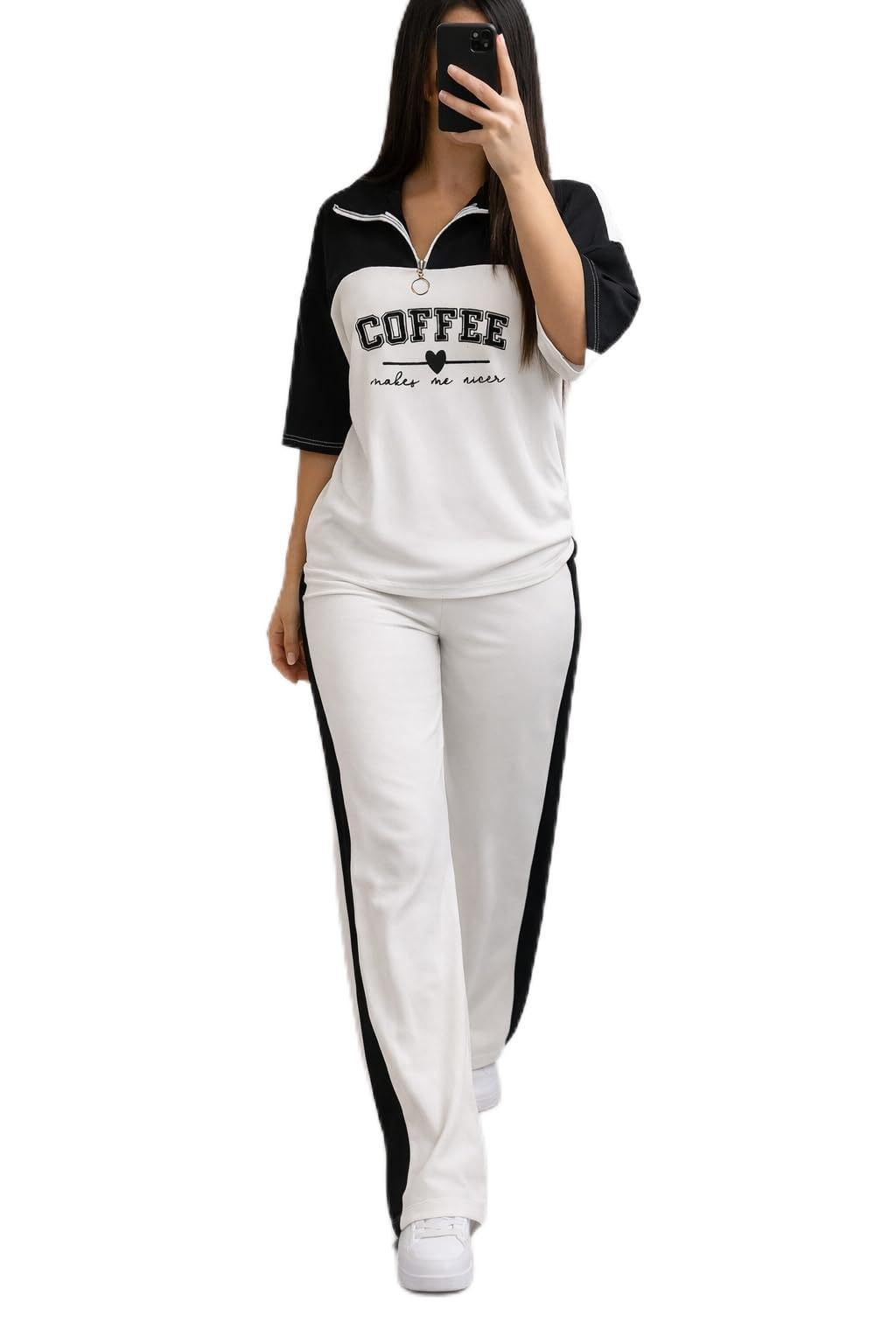 SUKHRAM Enterprise Women Night Suit Set Cotton Blend | Stylish Coffee Print Top & Pajama Set | Soft Comfortable Loungewear Sleepwear-image-2