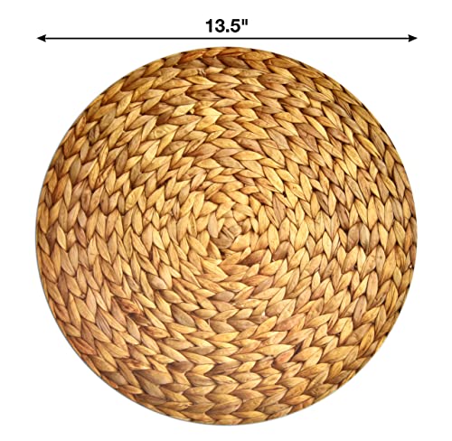 Gift Boutique 2511 Disposable Woven Paper Place Mats 50 Pack 13.5 Round Rustic Braided Rattan Wicker Printed Chargers Place Mat thumb #1