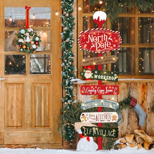 Christmas North Pole Yard Signs Wooden Christmas Lawn Outdoor Decoration