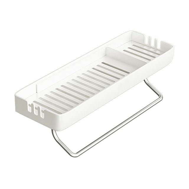 Bathroom Floating Shelves Bathroom Storage Rack Wall Mounted Shower Caddy Organizer with Towel Rack Non-Drill Plastic Storage Shelves