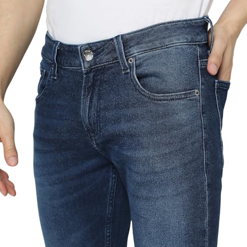 Image of Spykar Men's Kano Slim Fit Mid-Rise Jeans (Ankle Length)