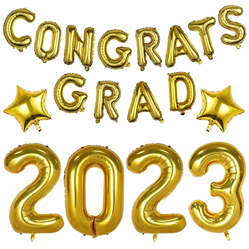 16Pcs Congrats Grad Balloons Banner, 16 Inch Graduation Party Balloons Class Of 2023 Graduation Party Decorations For Congratulations 2023 Party Supplies #TOP5