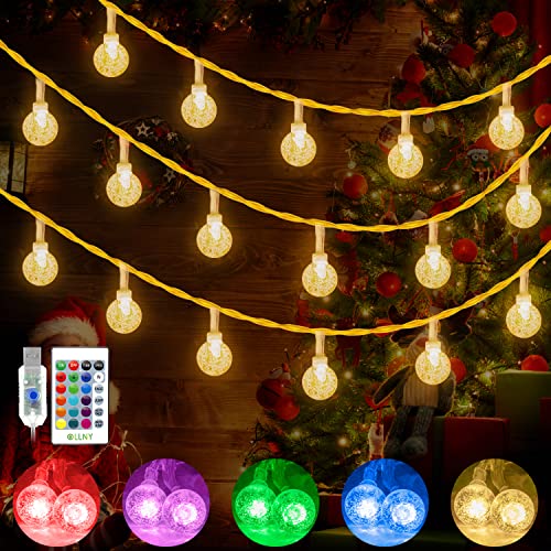 Ollny Easter Mini String Lights, 100 LED 49FT Christmas String Twinkle Fairy Color Changing Globe Lights Indoor USB Remote for Easter, Xmas, Bedroom, Garden, Patio, Outdoor, Wedding, Party, Camping