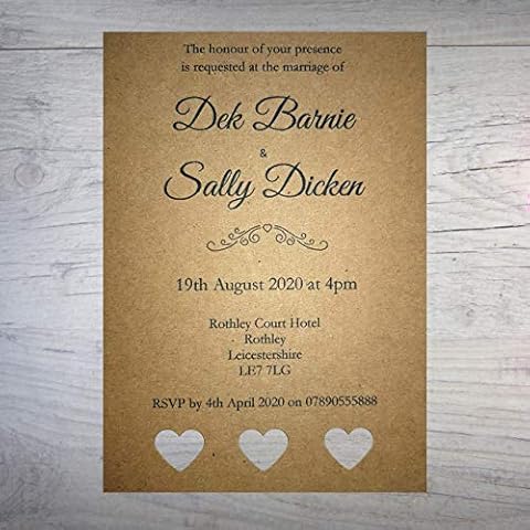 Personalised Vintage Kraft Wedding Invitations Pack Cover