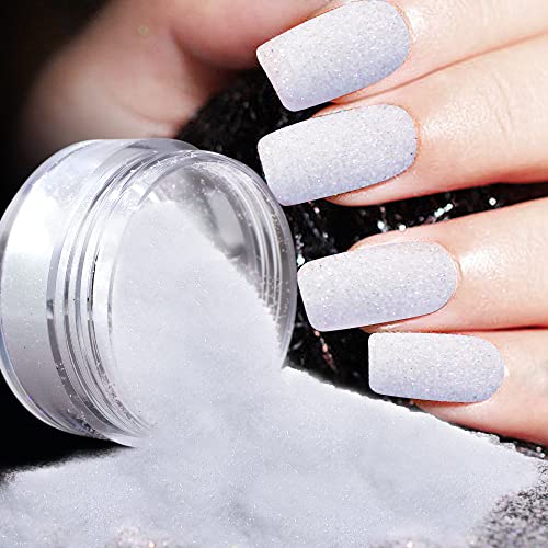 Poudre de paillettes pour ongles sucre blanc, 5g effet sucre scintillant sable de poussière de diamant super fin manucure et loisirs créatifs