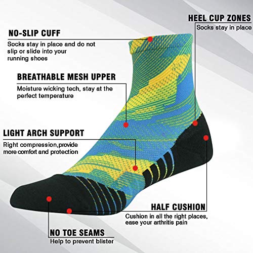 image for HUSO Hiking/Trekking Socks Bulk Pack Colorful Printed Smooth Toe Seam 