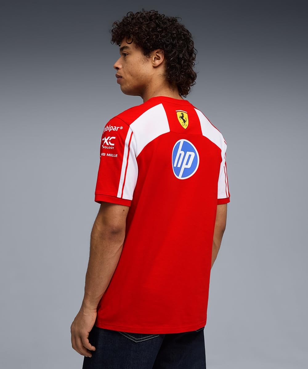 PUMA Scuderia Ferrari F1 2026 Herren Team-T-Shirt - Rot | Alle neuesten Team- und Partnerlogos, Kurzärmel mit Rundhalskragen, Wie zu sehen