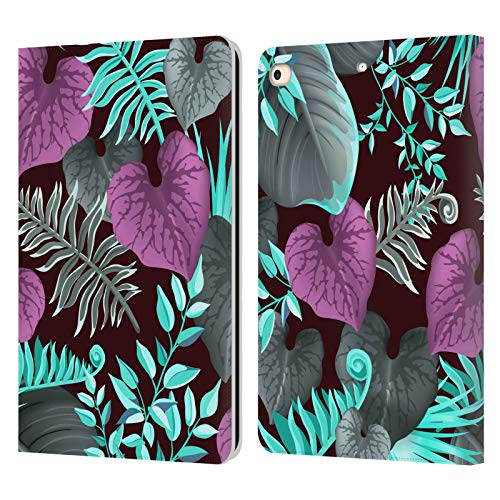 Protection iPad 9.7 anti-rayures étui portefeuille cuir fleurs sombres Haroulita