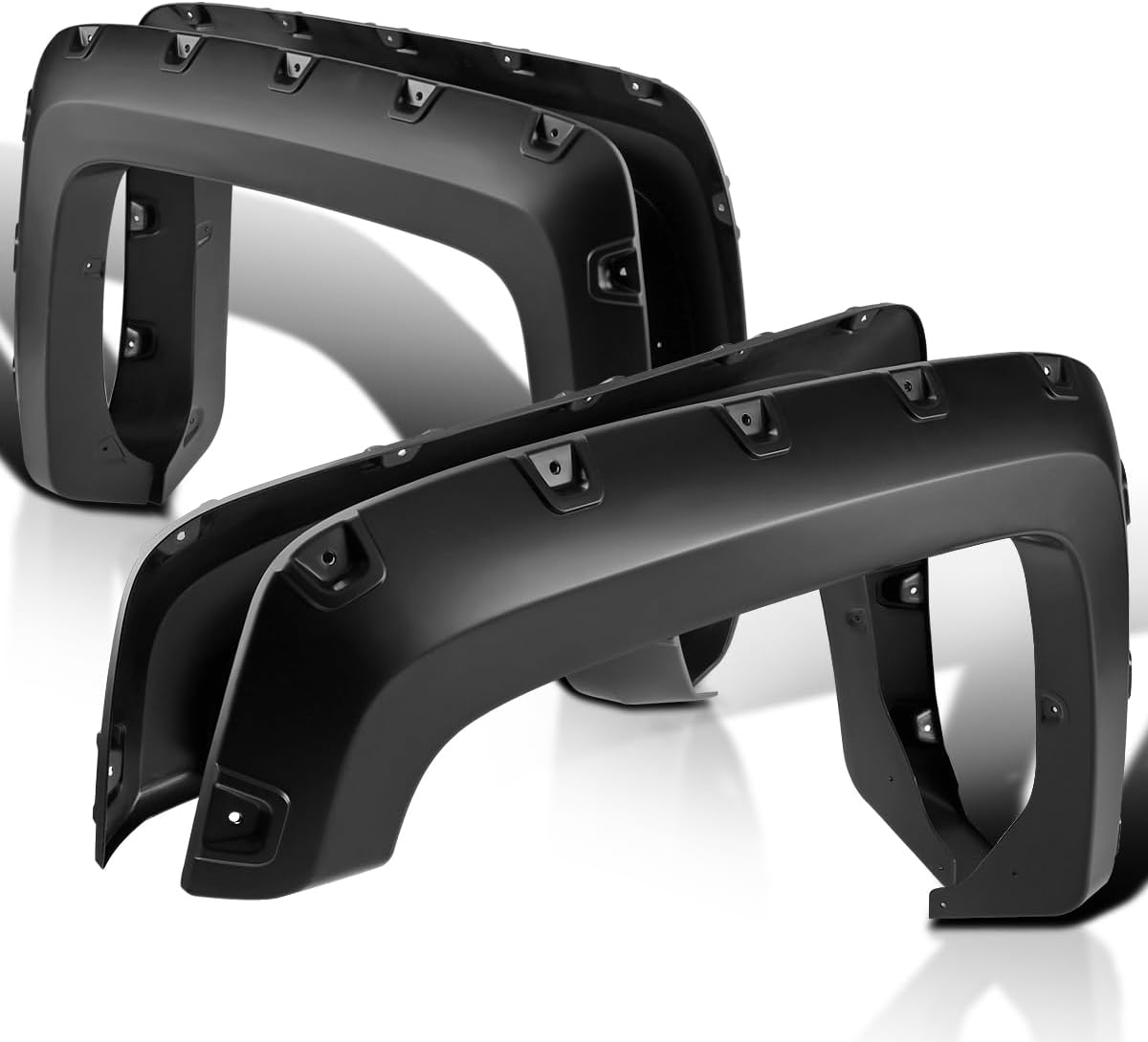 Spec-D Tuning 4PC Front + Rear Smooth Bolt On Pocket Style Fender Flares Compatible with 2014-2018 Chevy Silverado 2500HD 3500HD