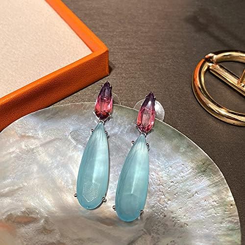 Boucles d'oreilles 925 style chute d'eau rouge pour femmes
